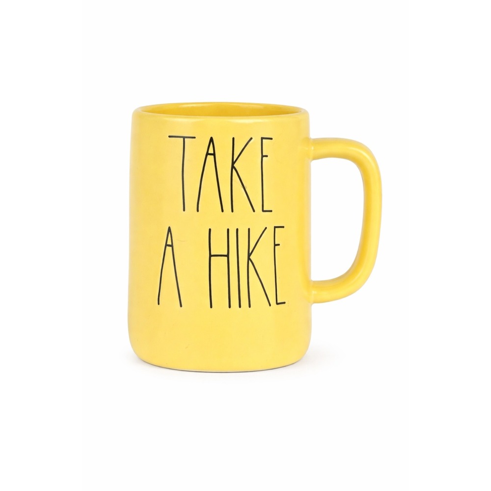Rae Dunn "TAKE A HIKE" Mug Yellow Tall Ceramic Artisan Collection Cup